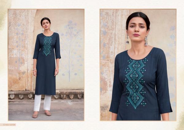 Kalaroop Pili 4 Designer Embroidery Kurti